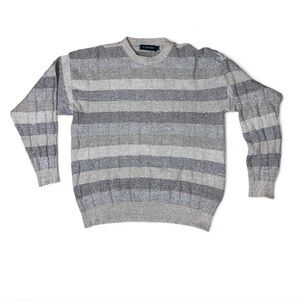 Vintage Carmel Gray Striped Crewneck Sweater